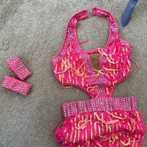 Glamour Costume - Hot Pink Sequin Fringe Jumpsuit